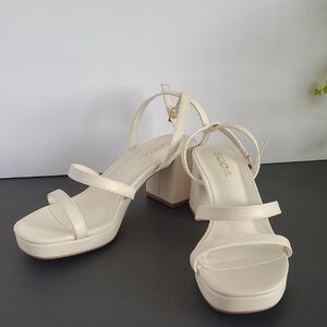 Soda Women's Cream Block Heel Sandals